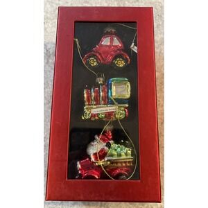 Christmas Tree Ornaments Glass Molds Santa Claus In Fire Truck Train Car